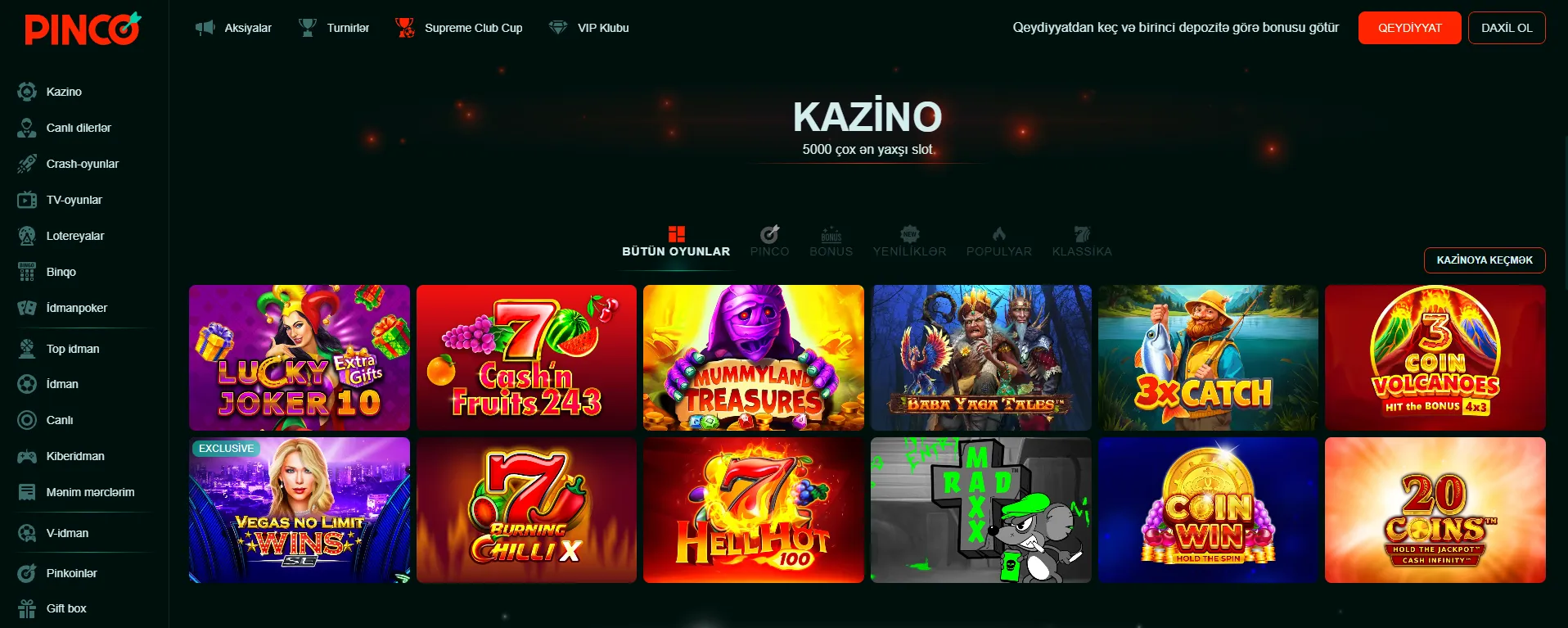 Pinco casino — oyun atmosferi və imkanlar Pinco casino — oyun atmosferi